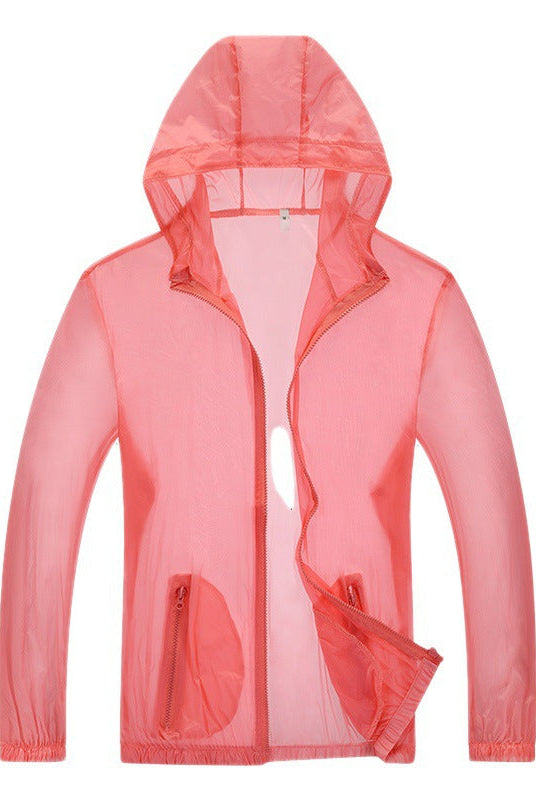 Ultralight hooded rain jacket with reflective trim, view 5