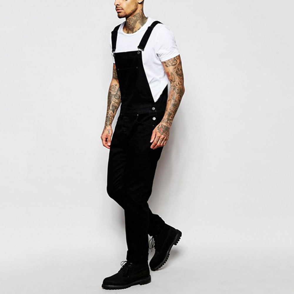 Modern fit adjustable strap denim overall, view 3
