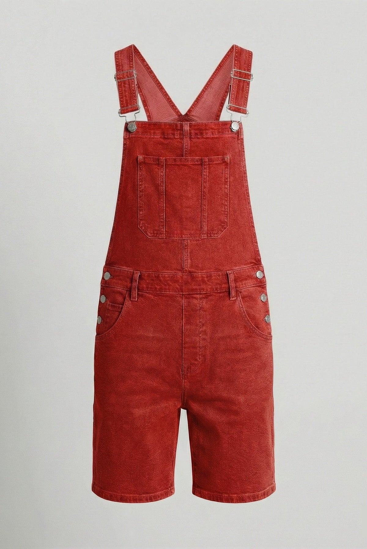 Durable denim bib short with pockets, view 9
