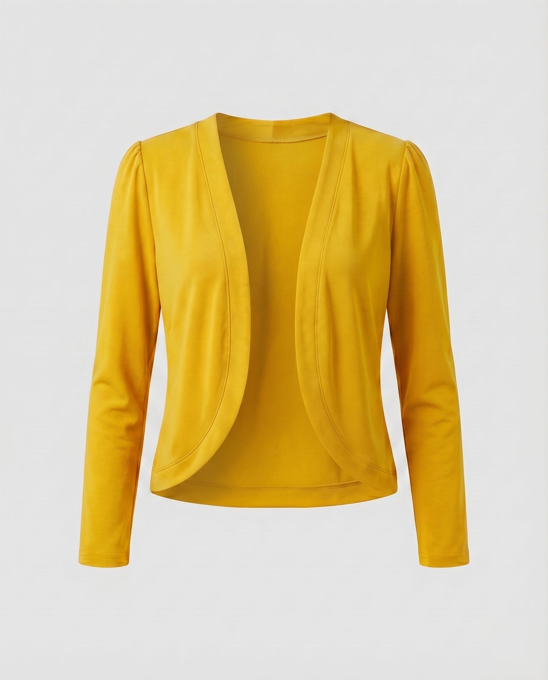 Shawl collar open front tailored bolero blazer in yellow