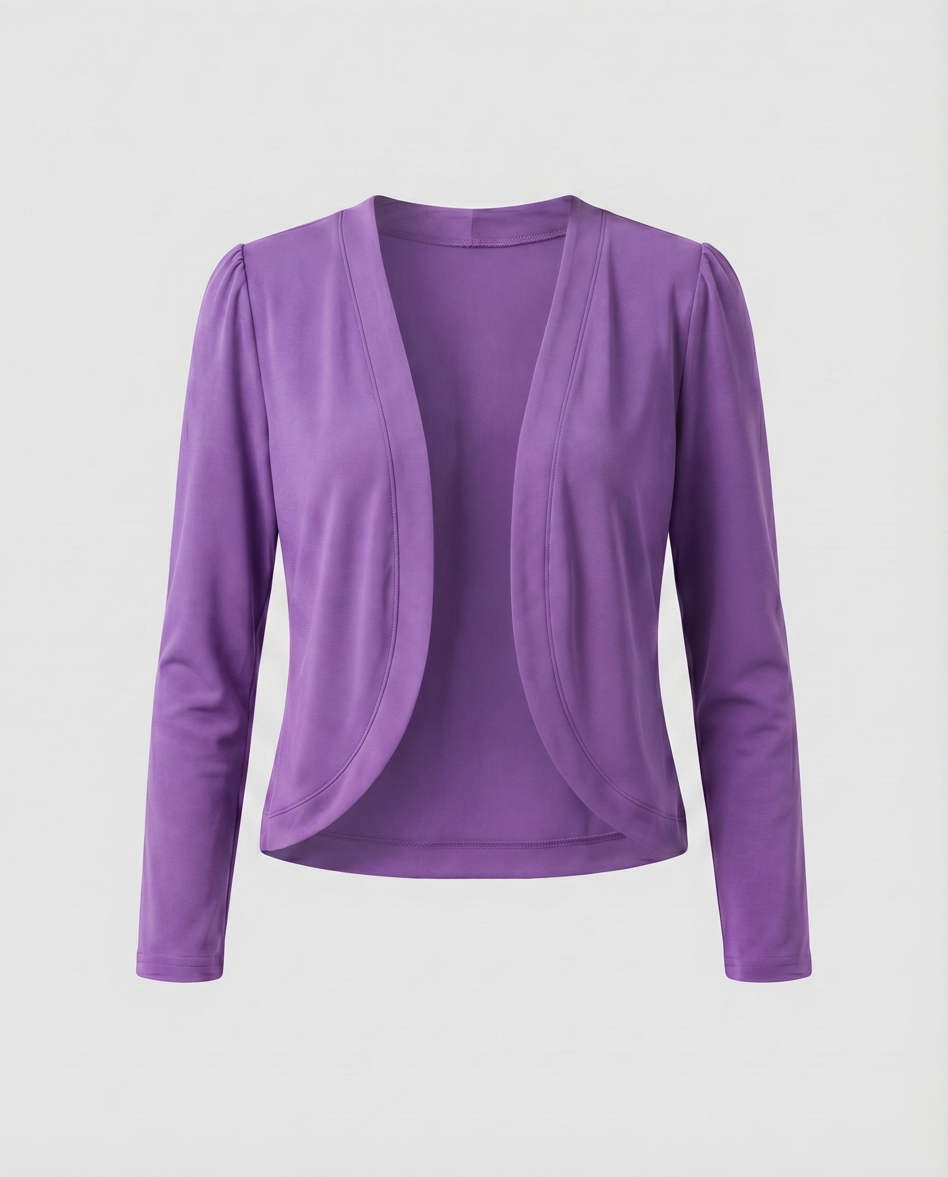 Shawl collar open front tailored bolero blazer in violet