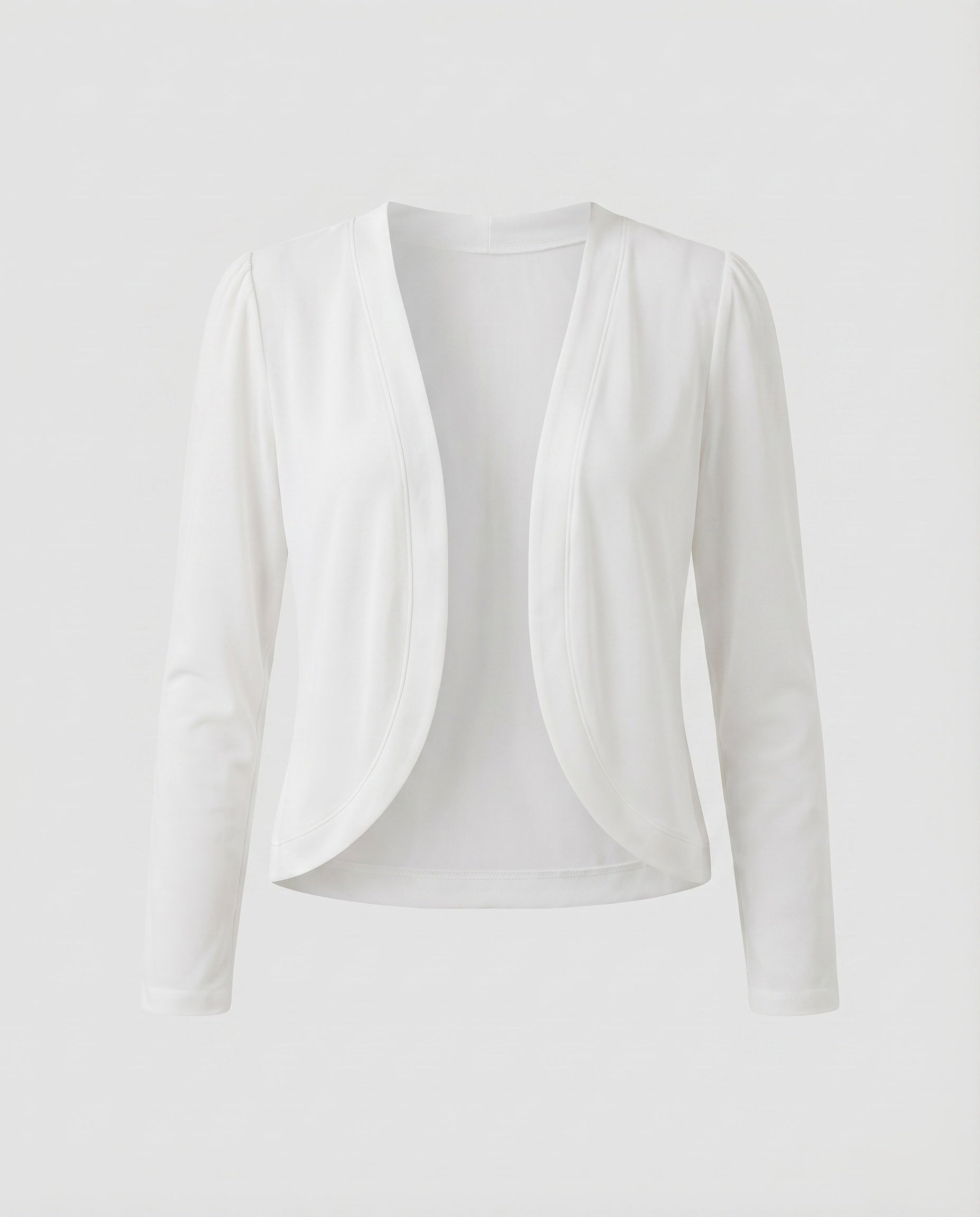 Shawl collar open front tailored bolero blazer in white