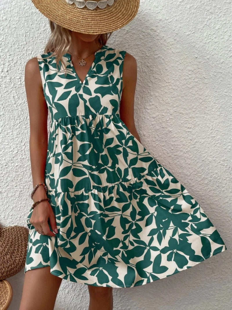Boho floral V-neck strappy mini dress, view 2