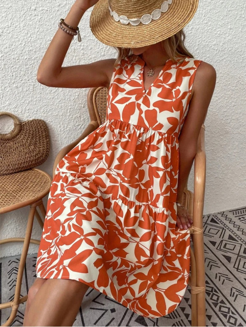 Boho floral V-neck strappy mini dress, view 11