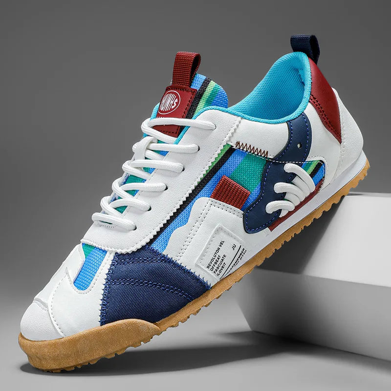 Trail influenced low top utility sneaker in white-blue