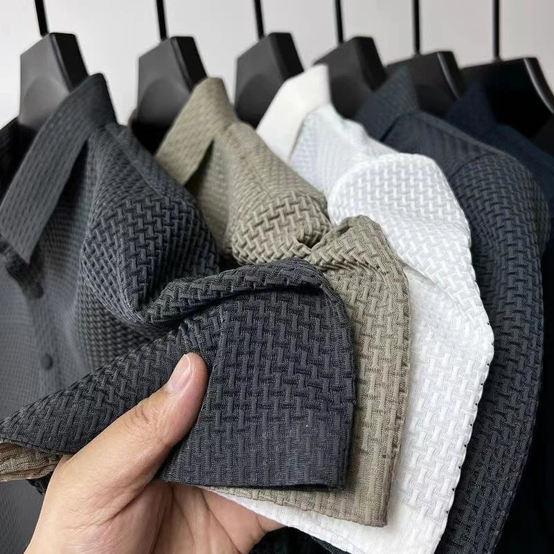 Featherlight waffle knit polo shirt, view 11