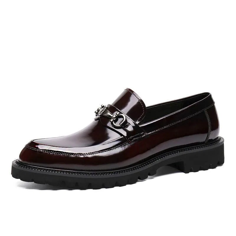 Polished leather horse bit dress loafer in burgundy
