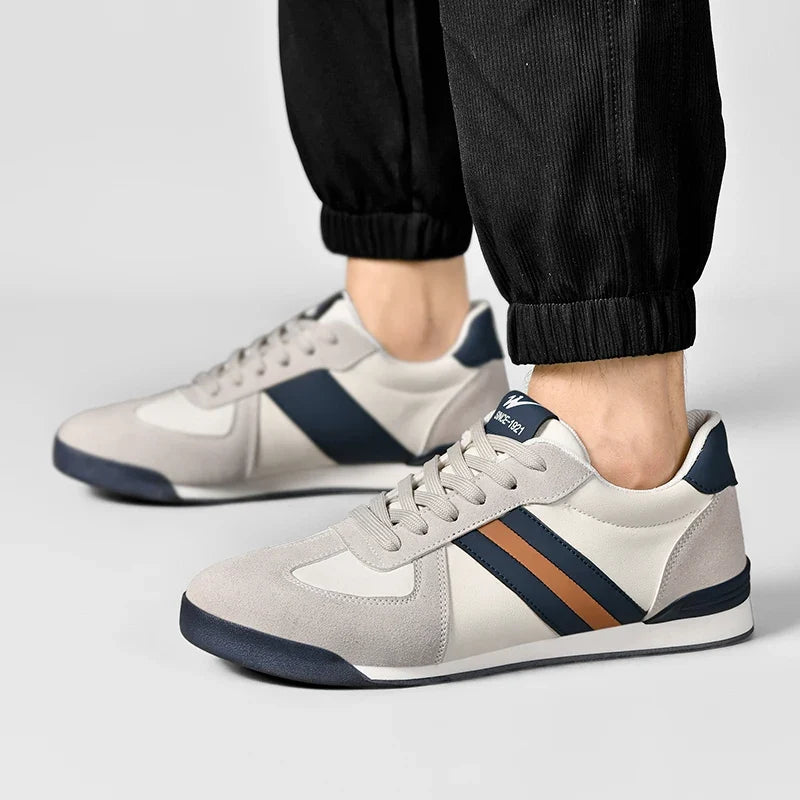 Retro contrast stripe vegan leather sneaker, view 3