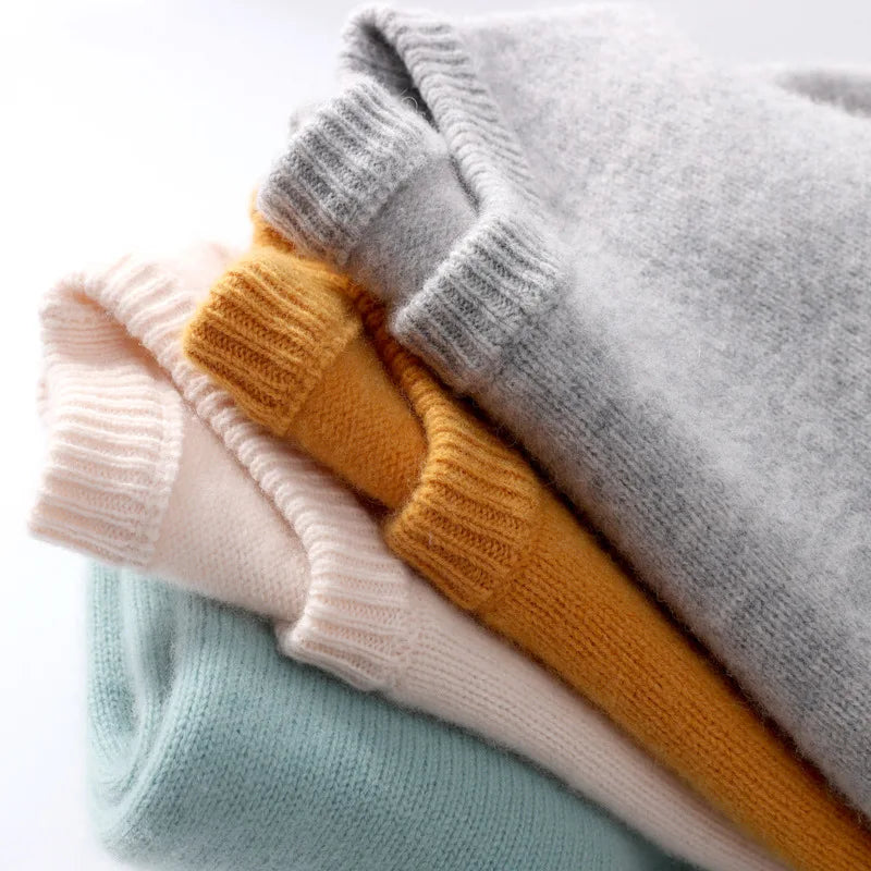 Ribbed trim cashmere blend knit sweater, view 12