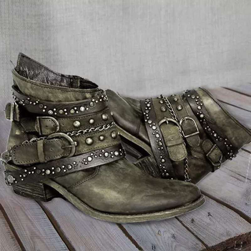 Vintage style cushioned slip on boot in green