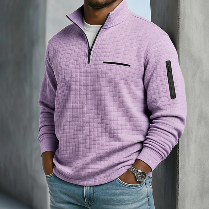 Soft waffle texture long sleeve shirt in purple