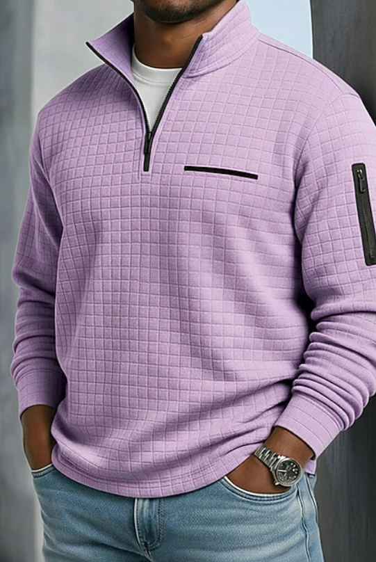 Soft waffle texture long sleeve shirt in purple