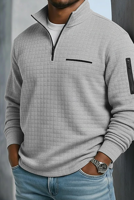 Soft waffle texture long sleeve shirt in gray