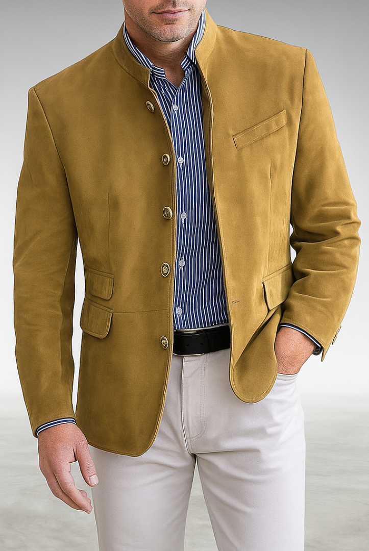 Structured button front cardigan in yellow