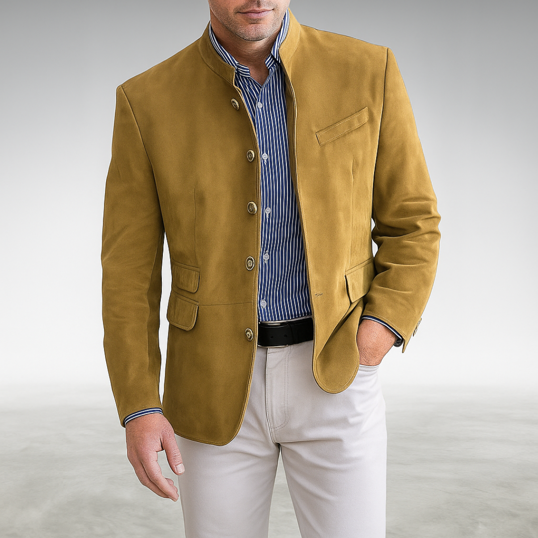 Structured button front cardigan in yellow