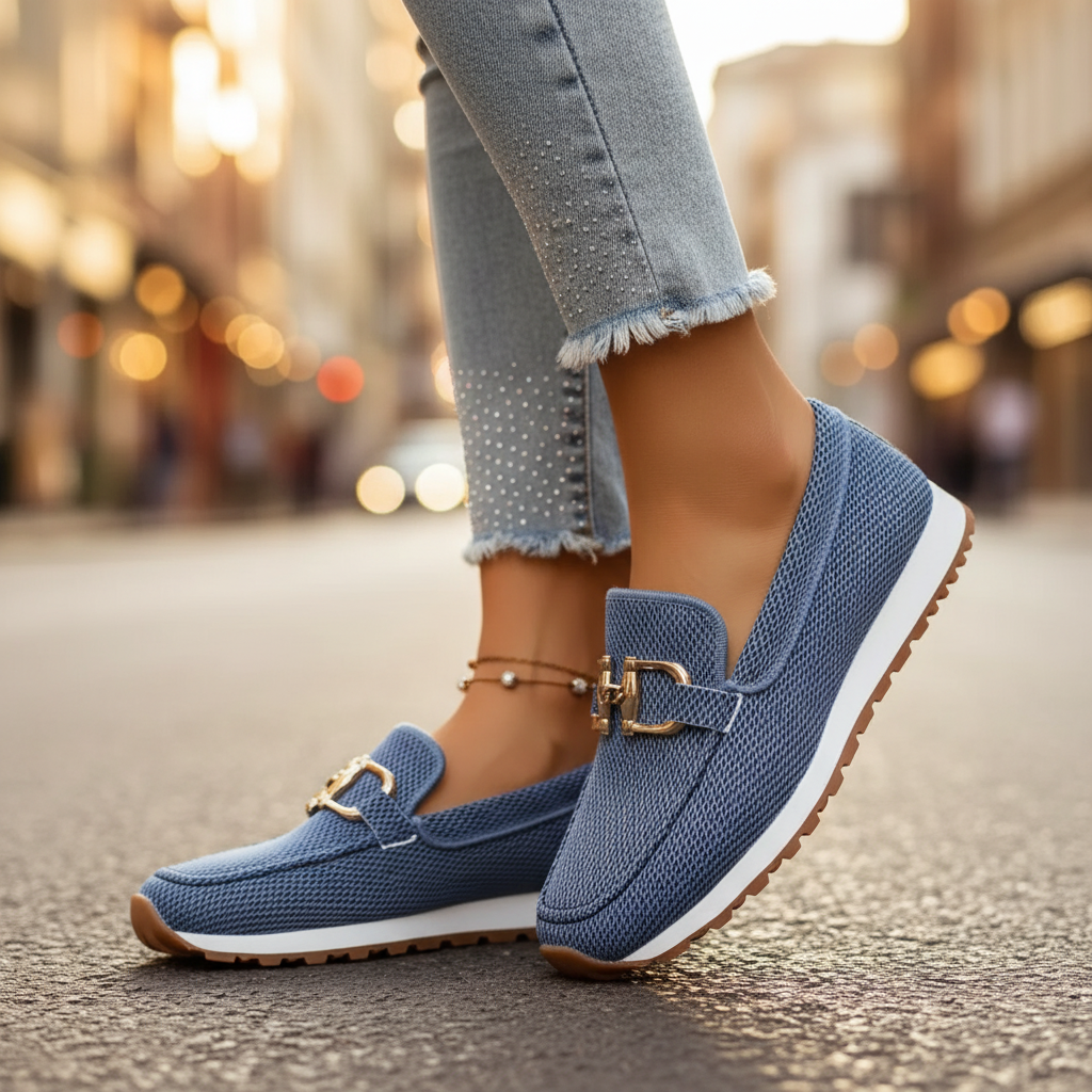 Breathable cushioned slip on loafer in blue