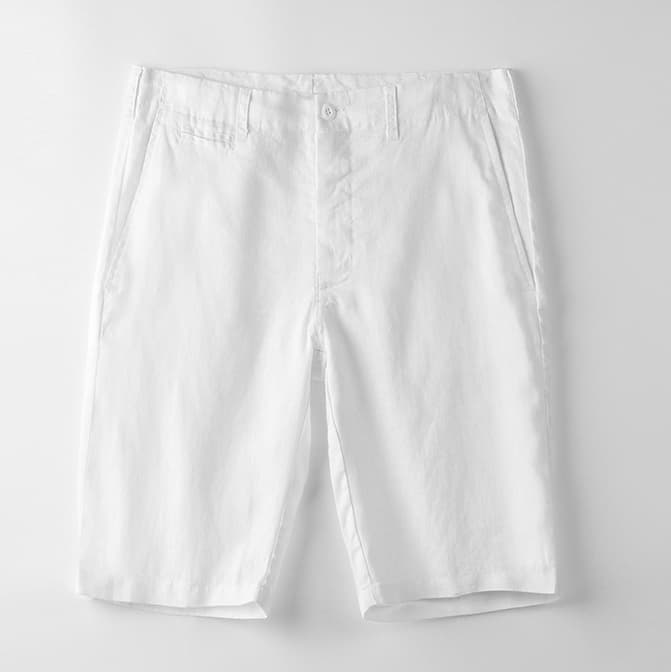 Relaxed tailored pre washed linen short in white