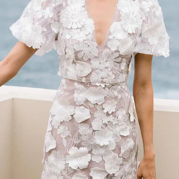 Women's 3D Floral Appliqué Cocktail Dress Mini