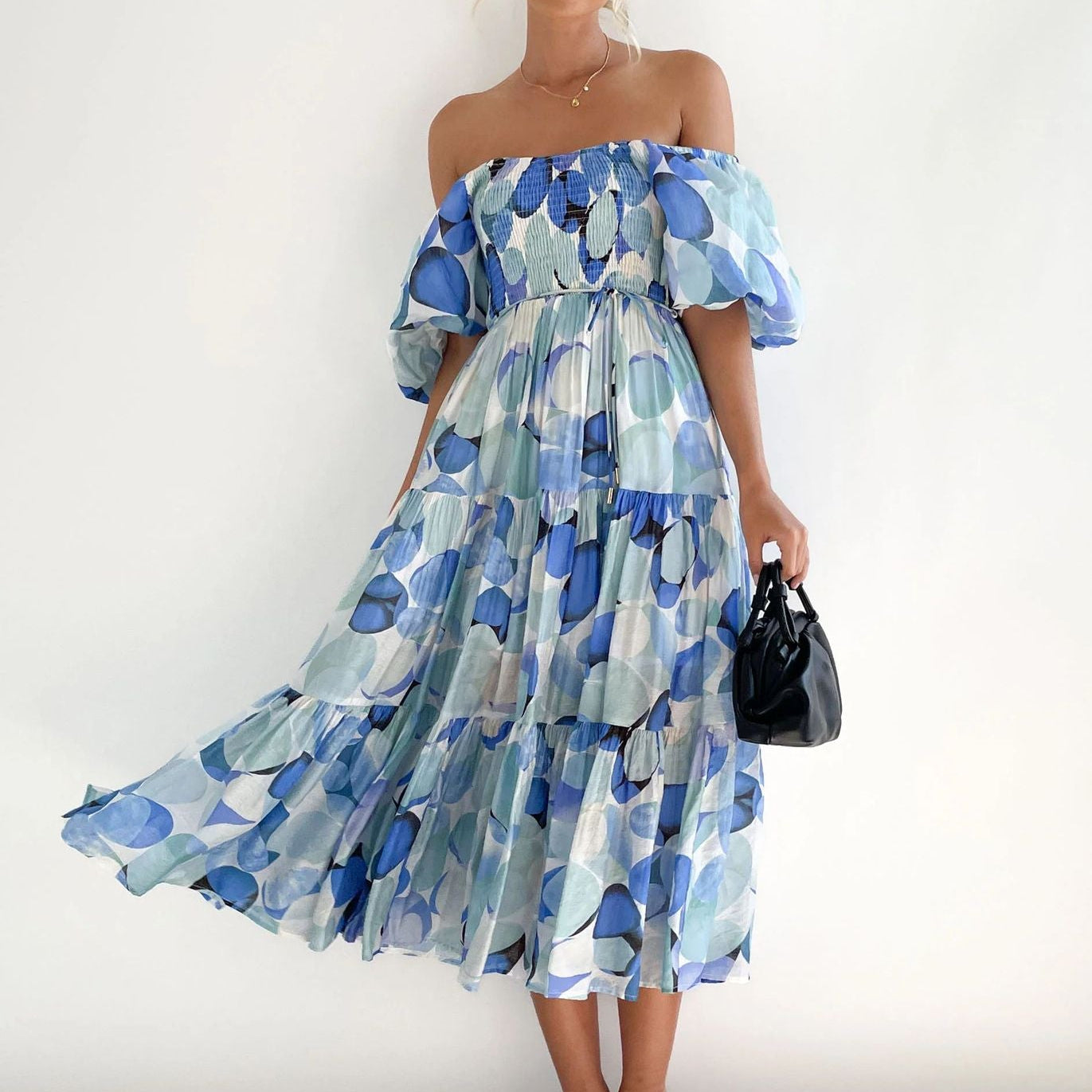 Women's Floral Off Shoulder Dress Midi