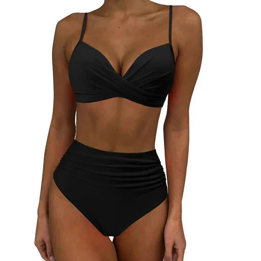 Women's High Waisted Two Piece Swimsuit Ruched Bikini Set