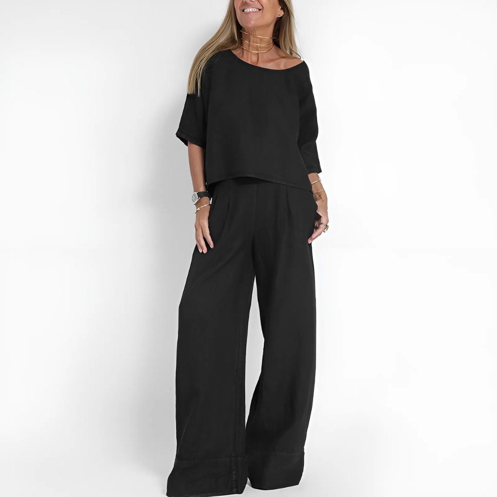 Women's Loungewear Wide Leg Pants Two-Piece Set