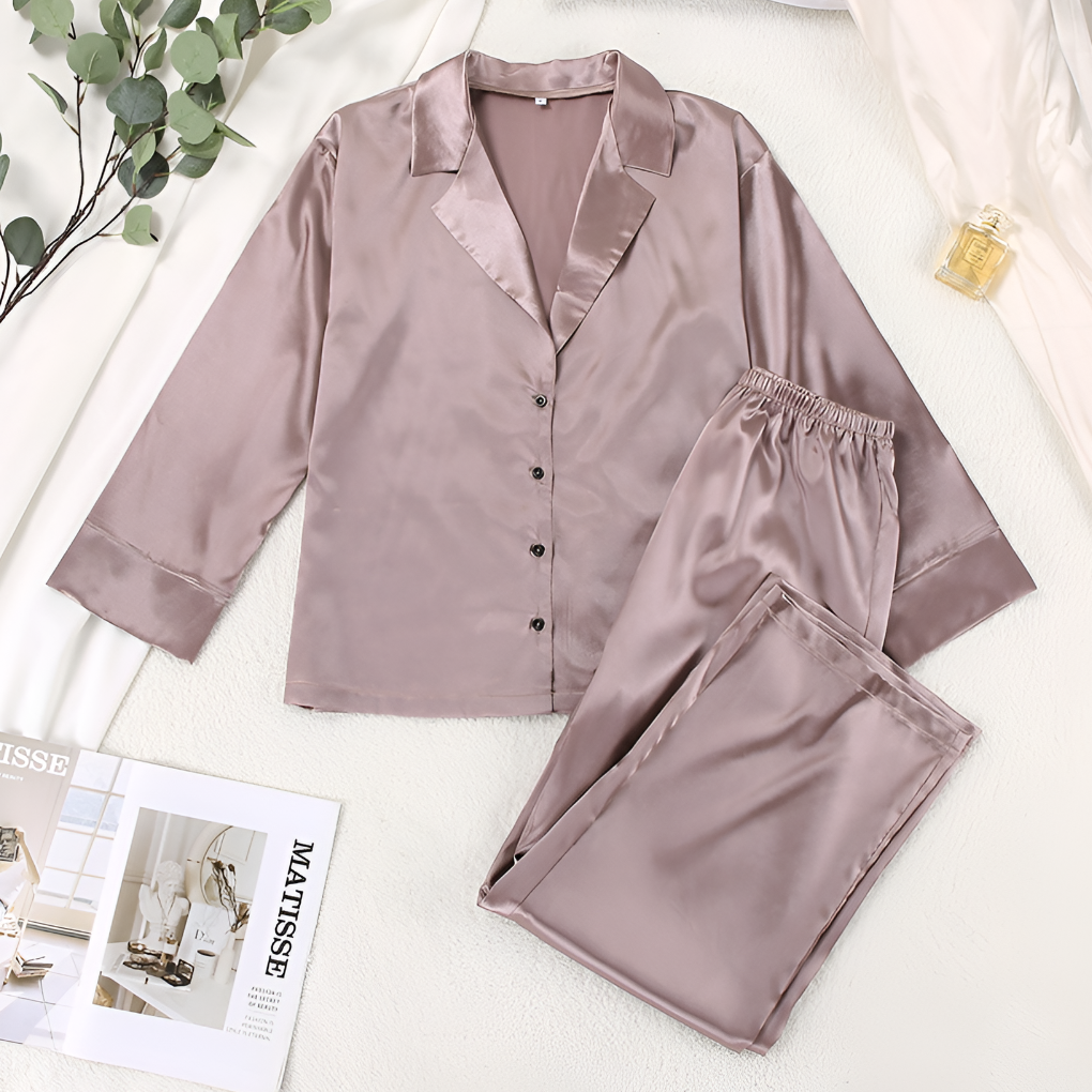 Women's Satin Pajamas Set Wide Leg Pants