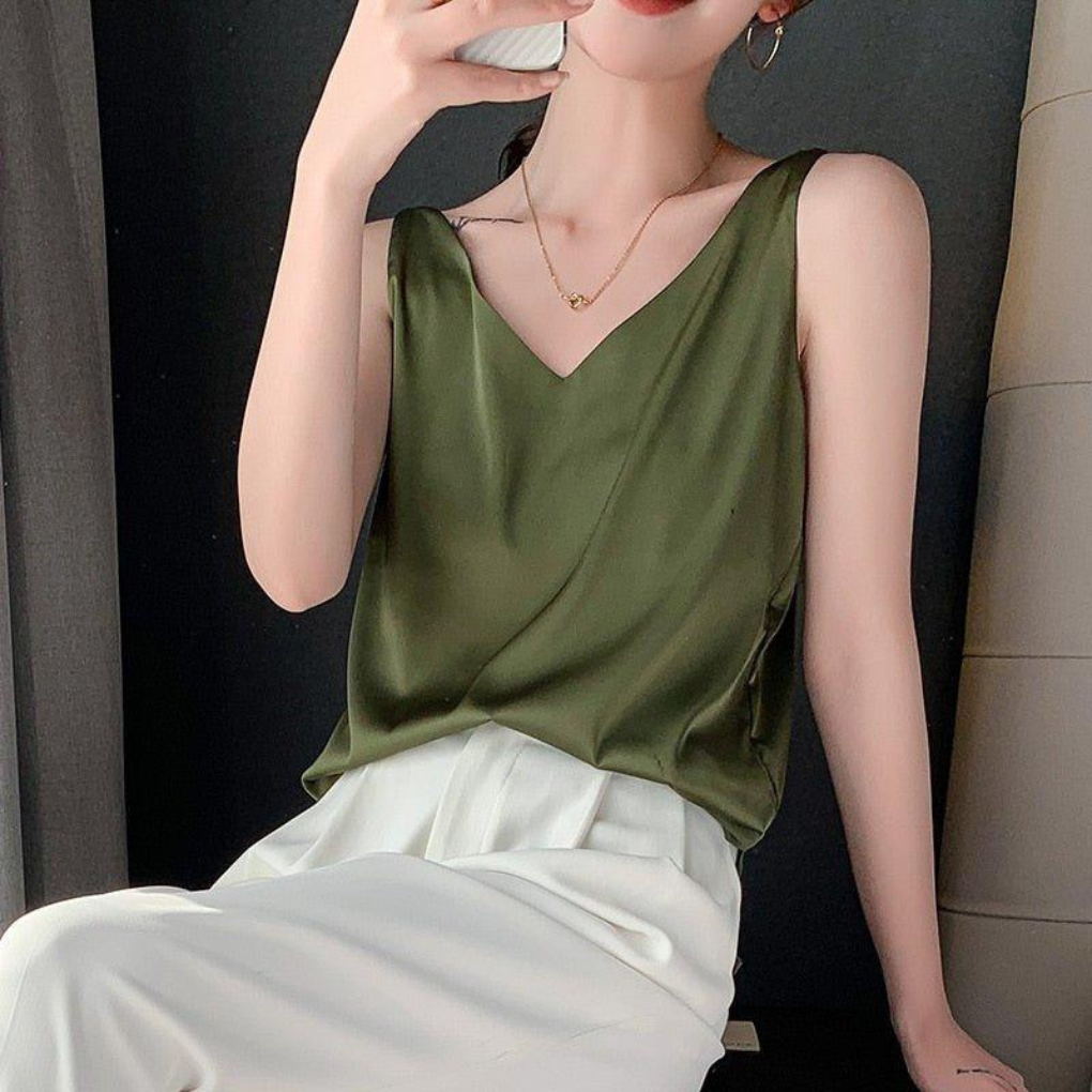 Women's Satin V-Neck Tank Top Camisole