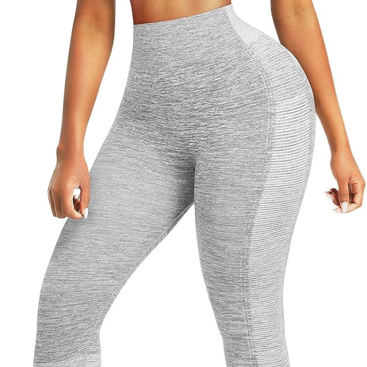 Women's Seamless Ombre 2-Piece Workout Set Long Sleeve Crop Top & Leggings