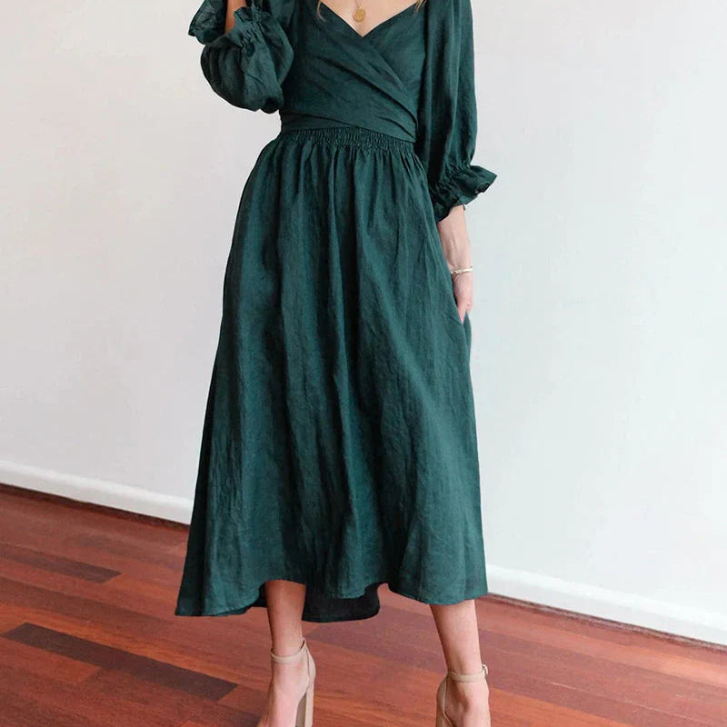 Women's Smocked Cut Out Boho Dress Midi