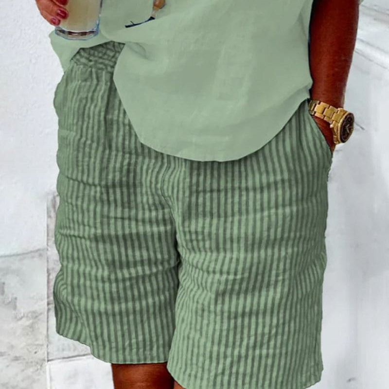 Women's Striped Bermuda Shorts Linen