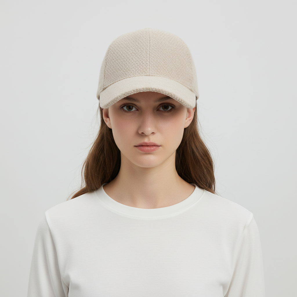 Women's Textured Knit Baseball Cap Structured Curved Brim