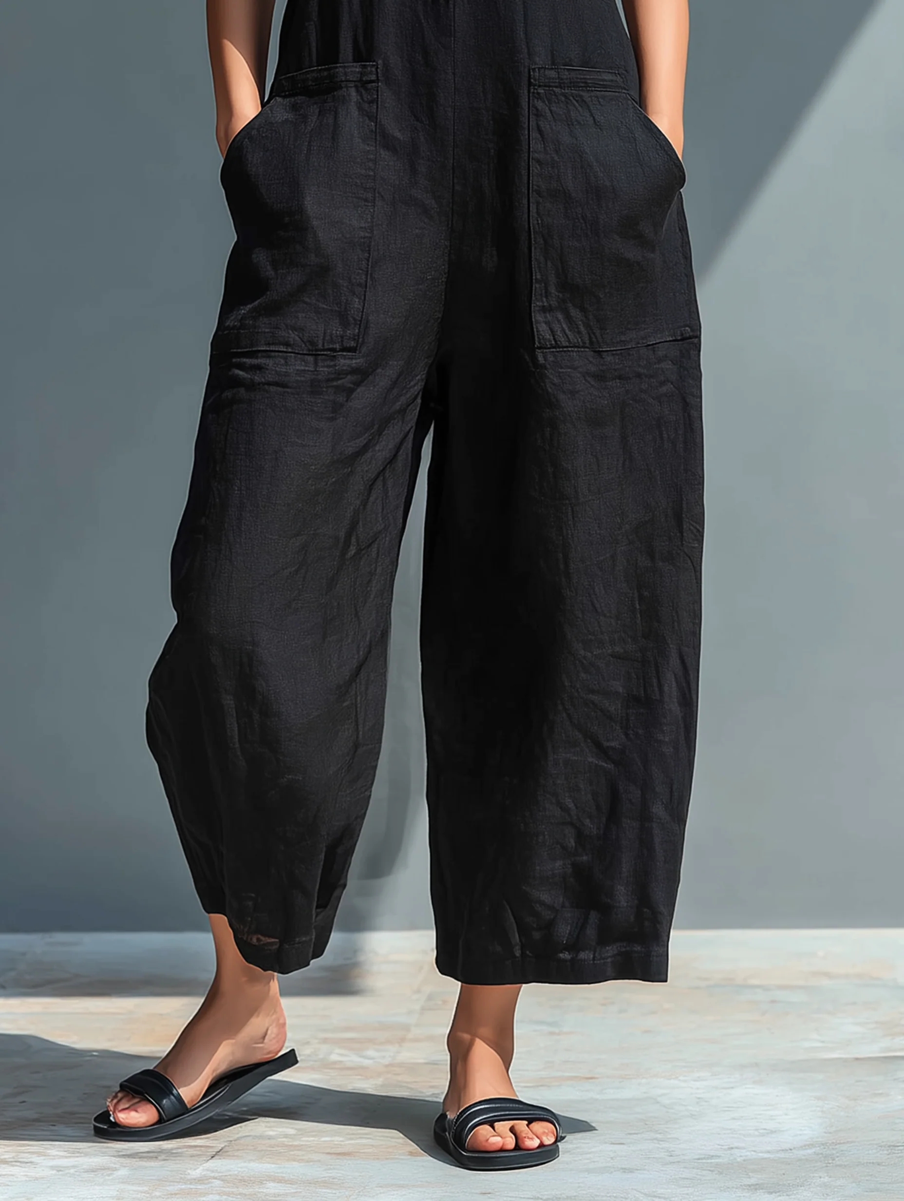 Sleeveless button down loose fit jumpsuit, view 4
