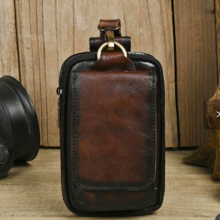 Men's Leather Belt Loop Waist Pouch