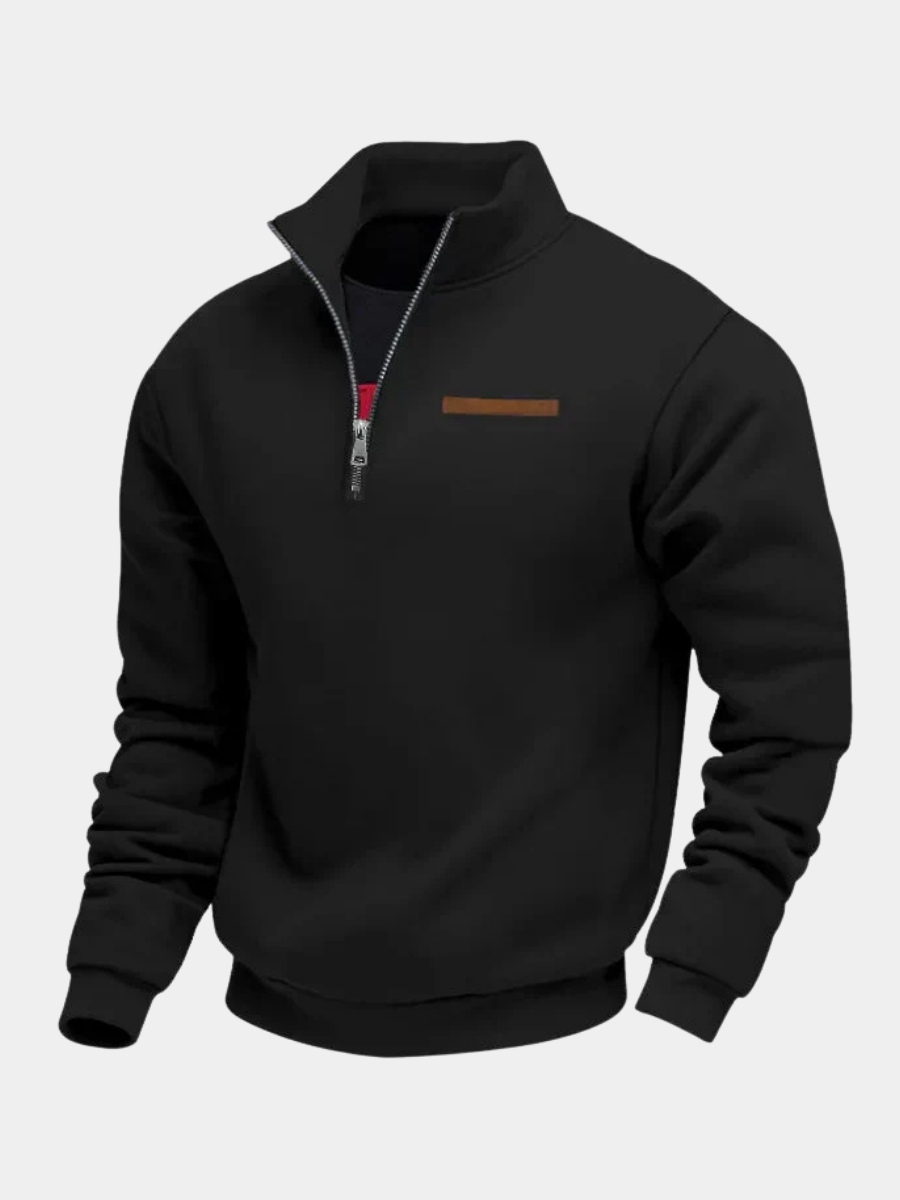 Winter Fleece Quarter Zip Stand Collar Sweatshirt for Men