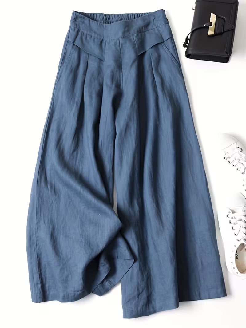 Breathable loose wide leg pant in blue