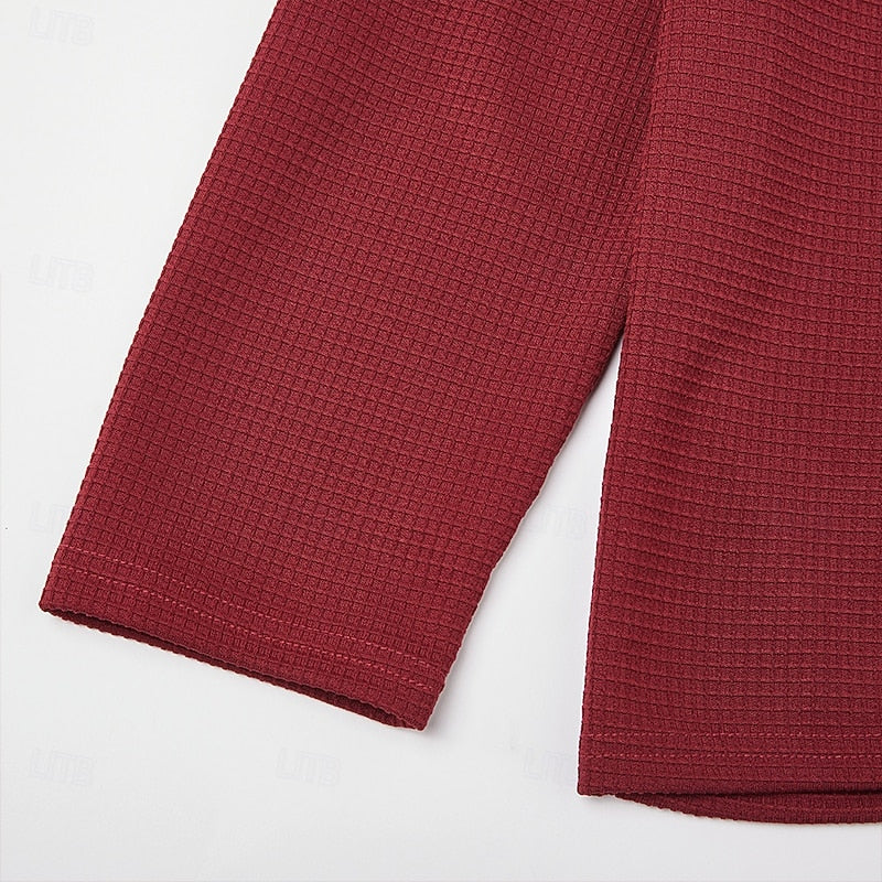 Knit Sweater Mens Quarter Zip Textured Pullover Structured Warm