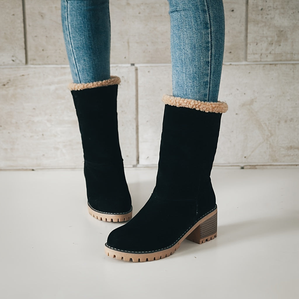 Ankle Boots Womens Cuffed Faux Fur Lined Winter Warm Flat Heel