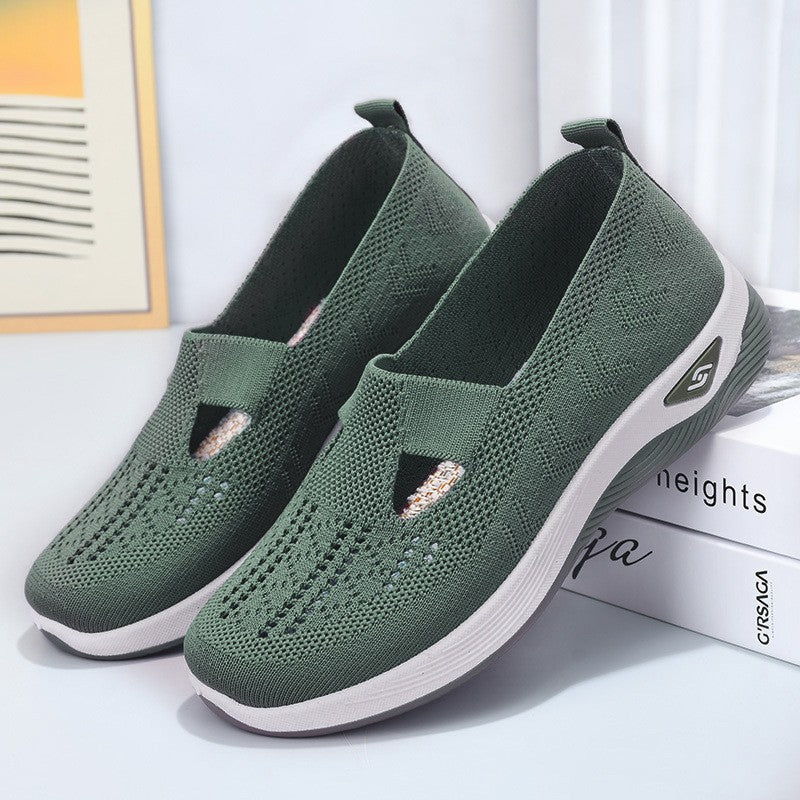 Mesh Slip On Orthopedic Walking Sneakers for Women in Dark Green