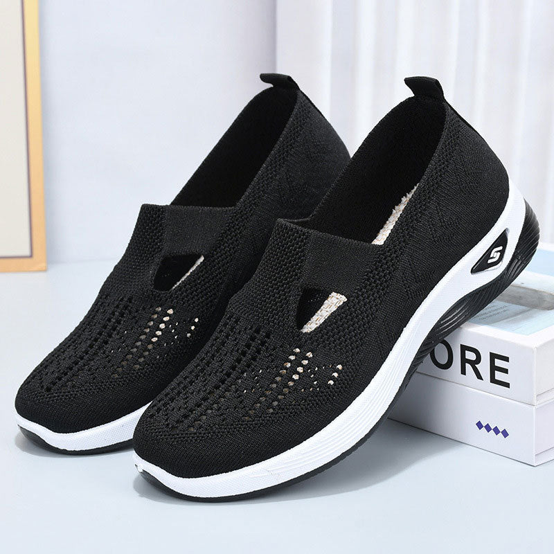 Mesh Slip On Orthopedic Walking Sneakers for Women in Black