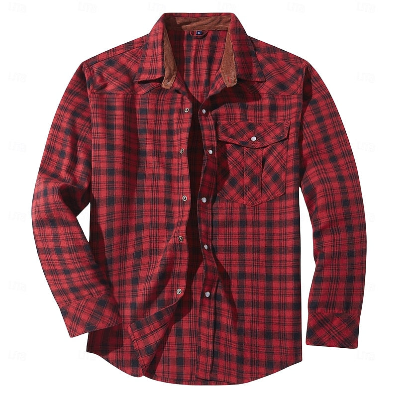 Flannel Shirt Jacket Mens Plaid Overshirt Brushed Warm Button Front