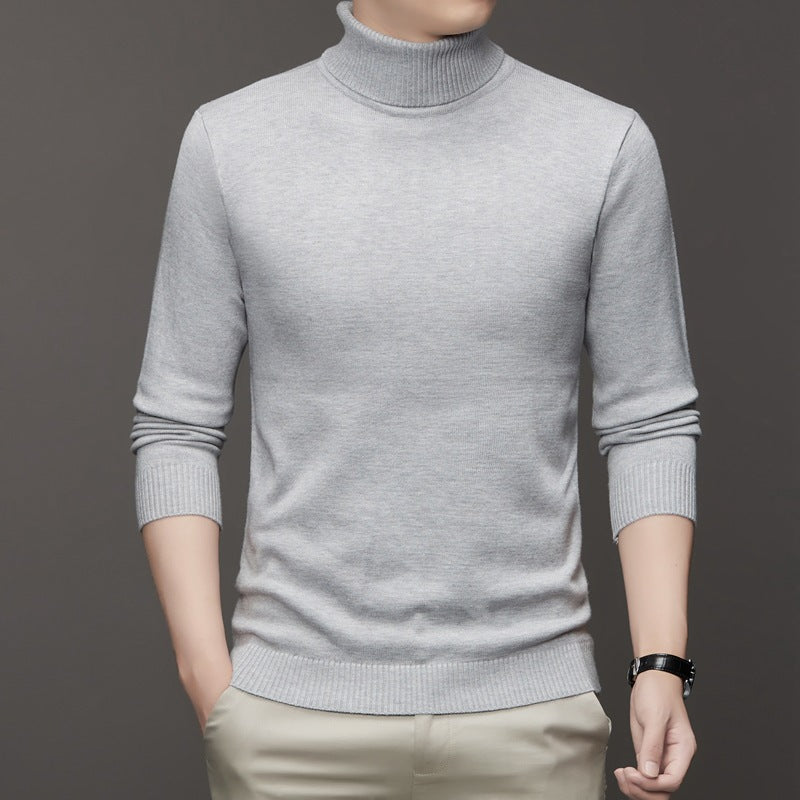Turtleneck Sweater Mens Fine Gauge Knit Ribbed Neck Hem Pullover