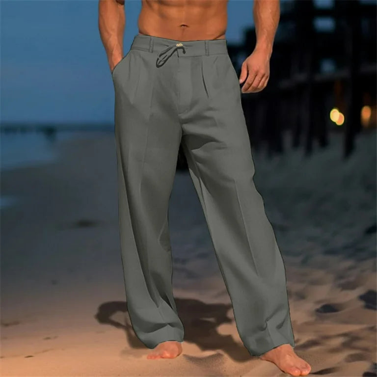 Lightweight wide leg summer pant in gray
