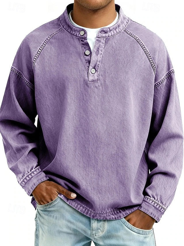 Vintage style relaxed long sleeve shirt in purple