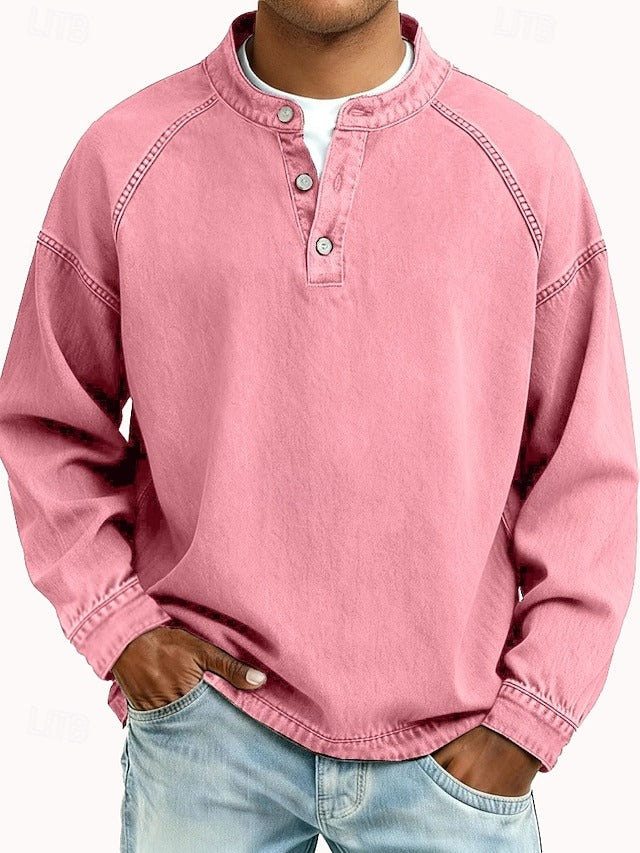 Vintage style relaxed long sleeve shirt in pink