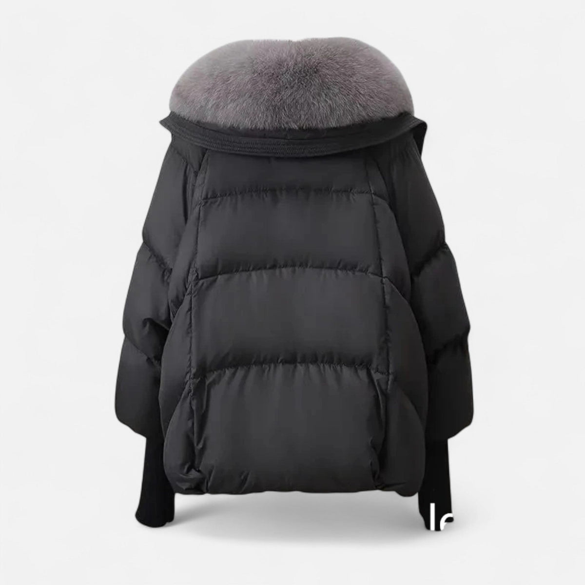 Puffer Jacket Womens Oversized Faux Fur Collar Drawstring Waist