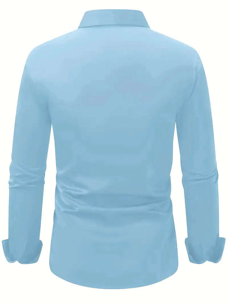 Fall Slim Fit Breathable Long Sleeve Dress Shirt for Men