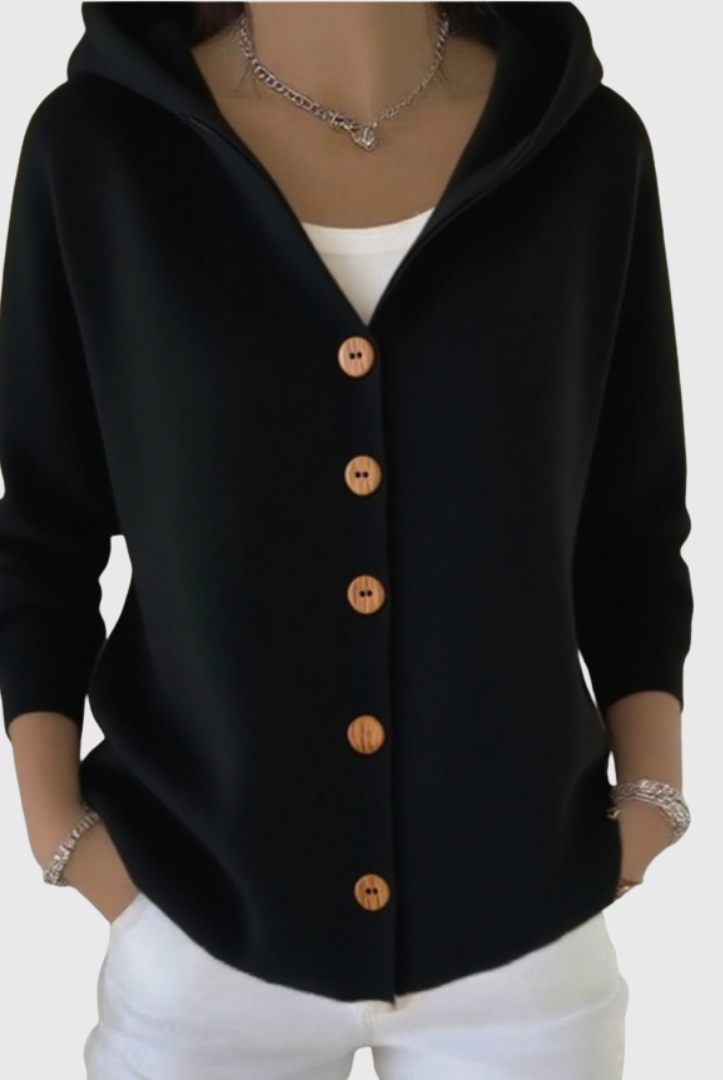 Cardigan Sweater Womens Hooded Relaxed Button Front Longline Knit