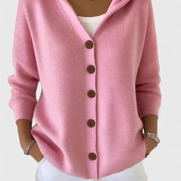 Cardigan Sweater Womens Hooded Relaxed Button Front Longline Knit