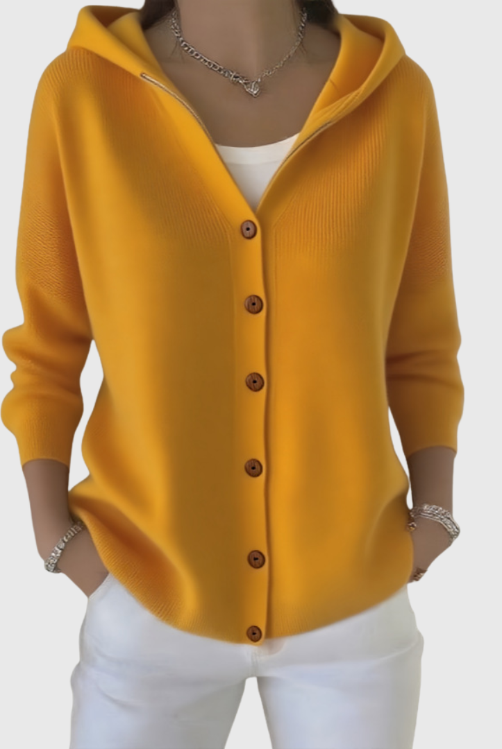 Cardigan Sweater Womens Hooded Relaxed Button Front Longline Knit