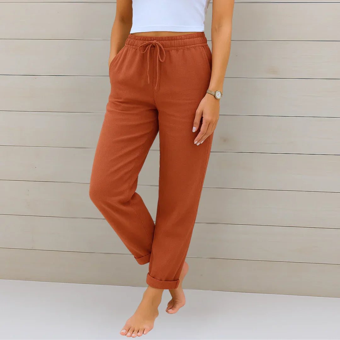Breathable stretch relaxed fit pant in orange
